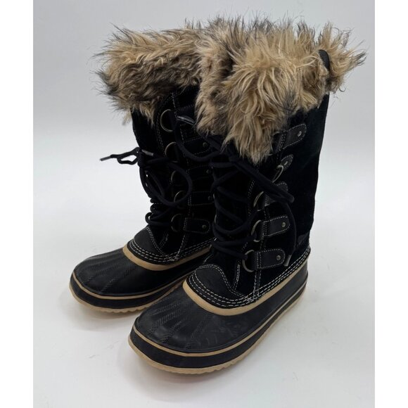 Sorel Joan Of Arctic Waterproof Winter Snow Boots Womens 7.5 Faux Fur Lined Blac - Picture 1 of 16